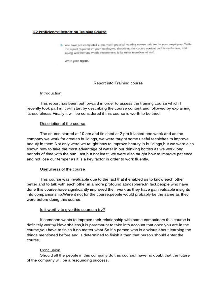 Training Course Assessment and Insights | PDF