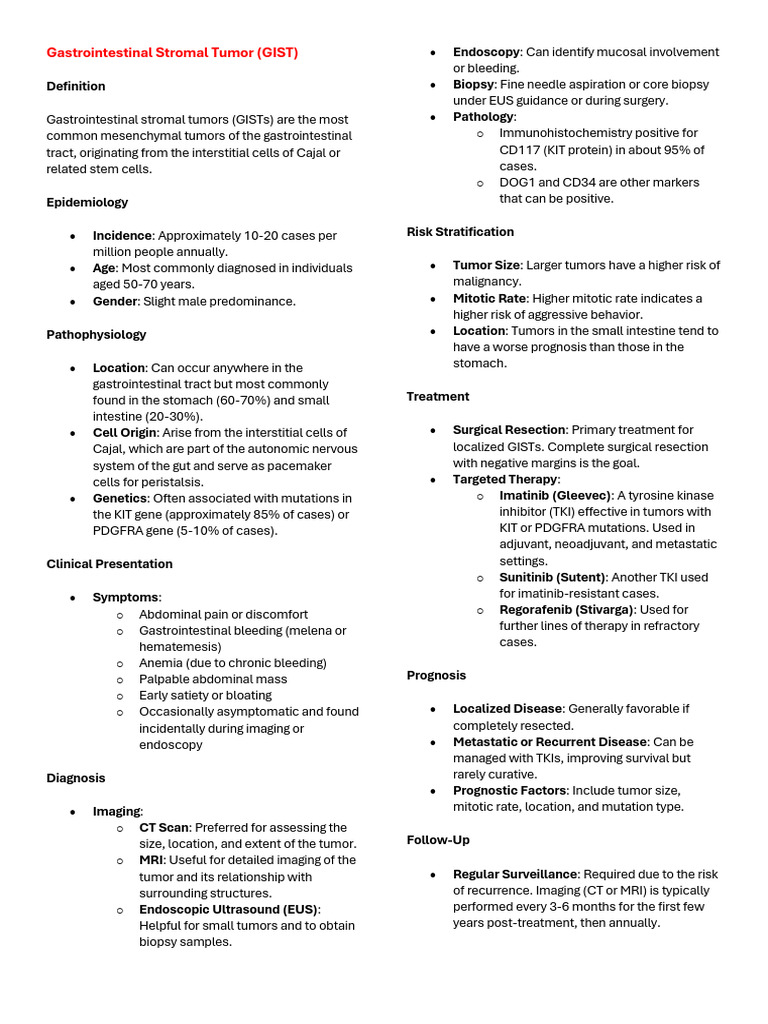 Understanding Gastrointestinal Stromal Tumors | PDF | Medical ...