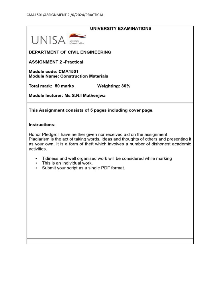 2024 Cma1501 Practical Assignment 2 | PDF | Experiment | Human ...