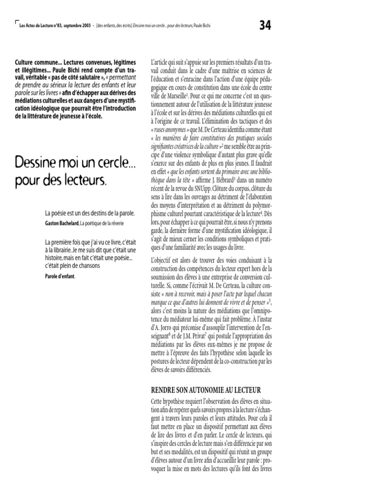 Dessine Moi Un Cercle de Lecture | PDF | Bibliothèques | Enseignement ...