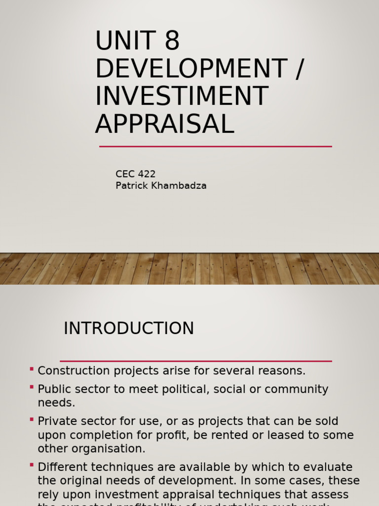 Cash Flow in Development Appraisal | PDF | Net Present Value | Internal ...