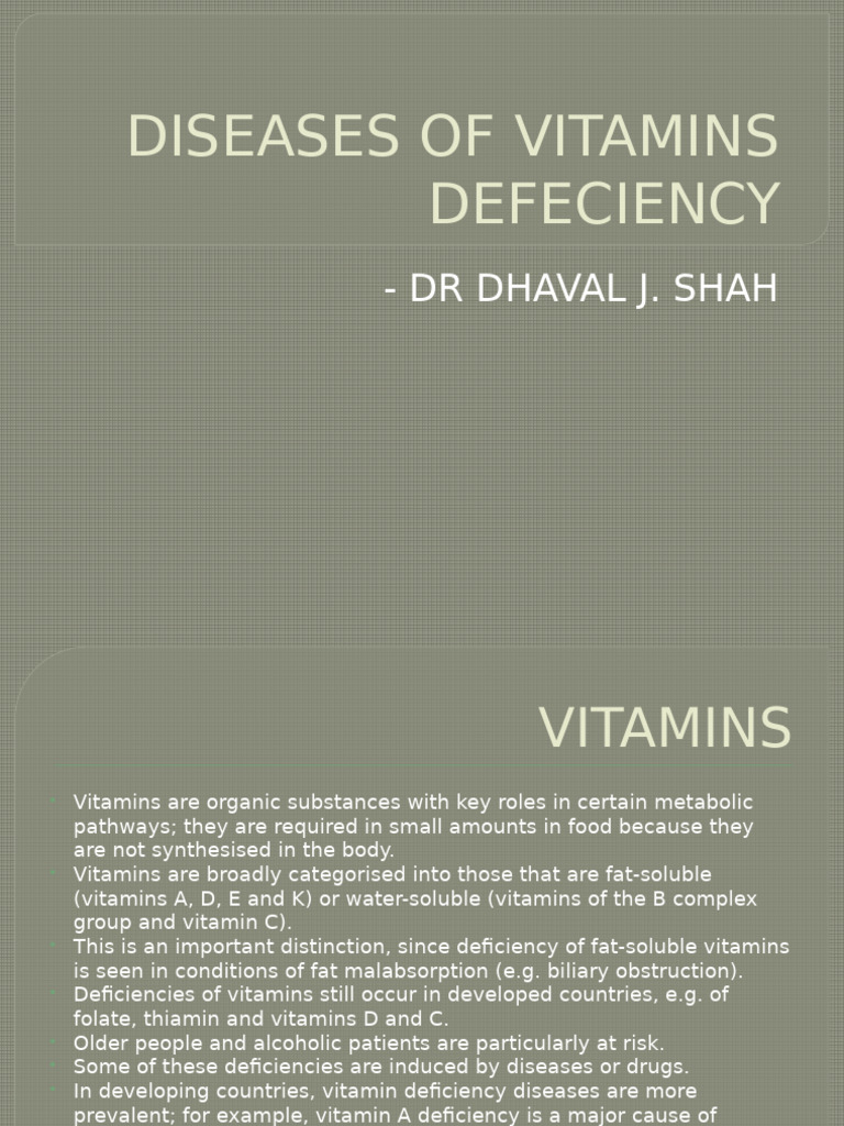 Vitamin Deficiency Diseases Overview | PDF | Vitamin A | Vitamin