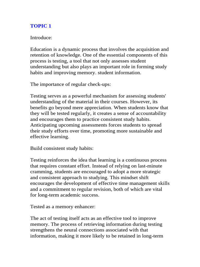 Benefits of Regular Testing in Education | PDF | Memory | Learning