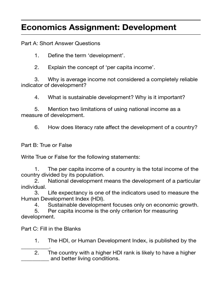 Development Assignment Class 10 | PDF | Sustainability | Human ...
