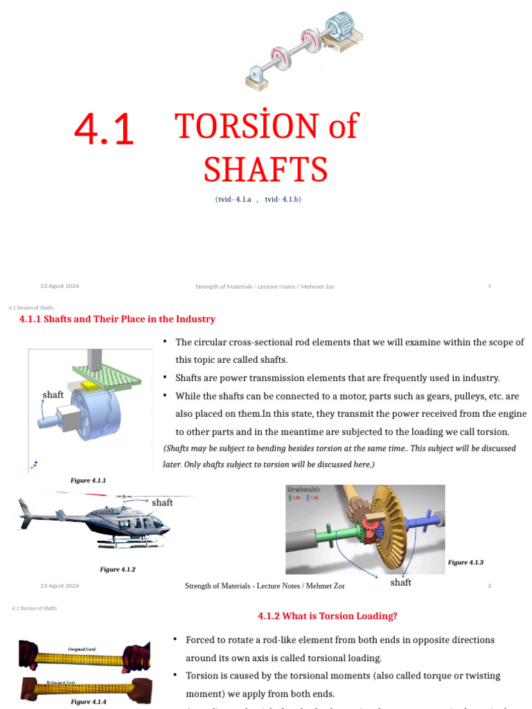 Chapter 4.1 - Torsion Od Shafts | PDF | Stress (Mechanics) | Strength ...