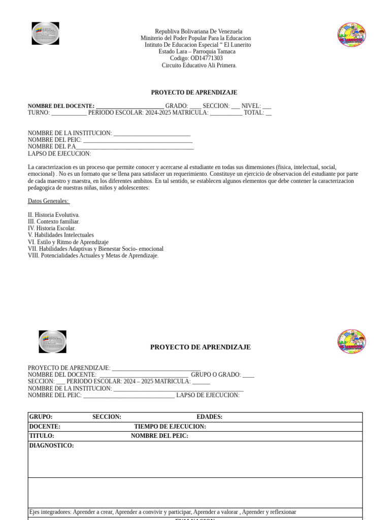 Proyecto de Aprendizaje 2024-2025 | PDF | Aprendizaje | Maestros