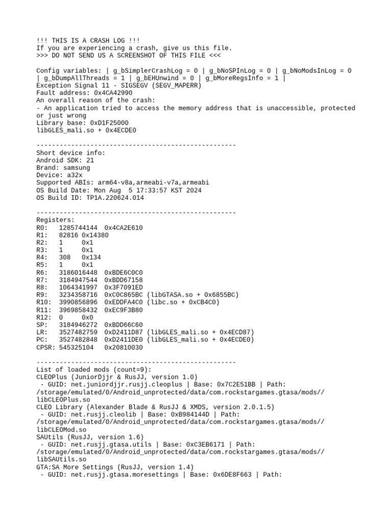 Android Crash Log for AML 1084 | PDF | Embedded Linux Distributions ...