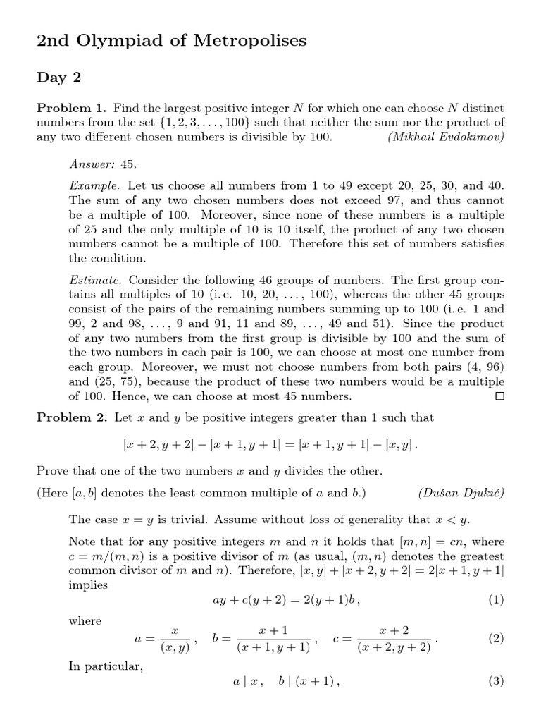Metropolises 2017 Math Day2 Solutions en | PDF | Mathematics | Discrete ...