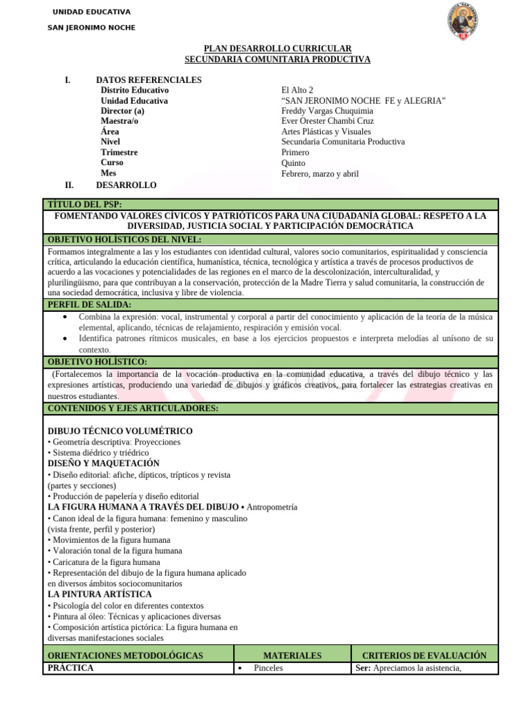 Plan Curricular Artes Plásticas Secundaria | PDF | Pinturas | Dibujo
