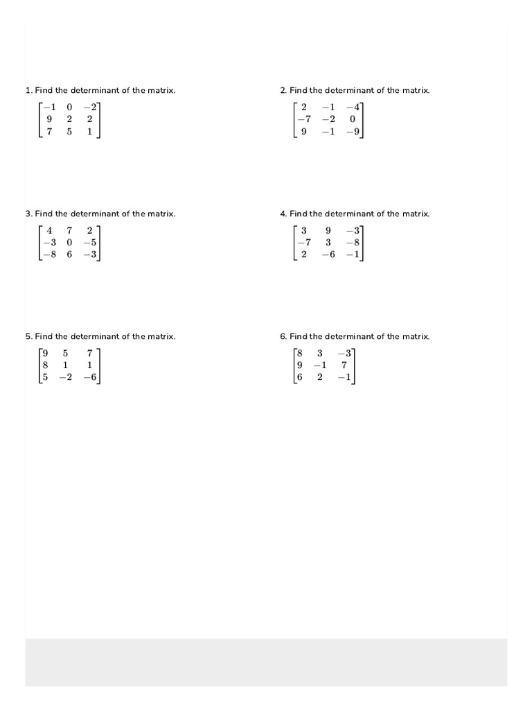 Determinats 20 Practice 20 Sheet 1 | PDF | Determinant | Algorithms