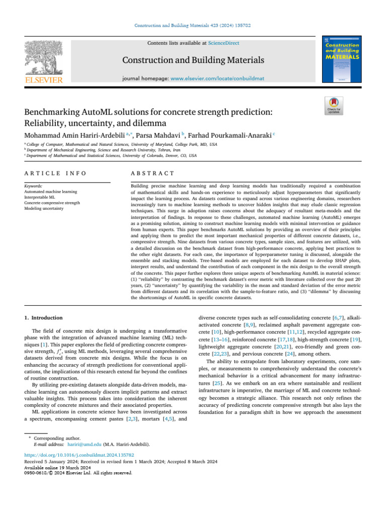 AutoML for Concrete Strength Prediction | PDF | Machine Learning | Concrete
