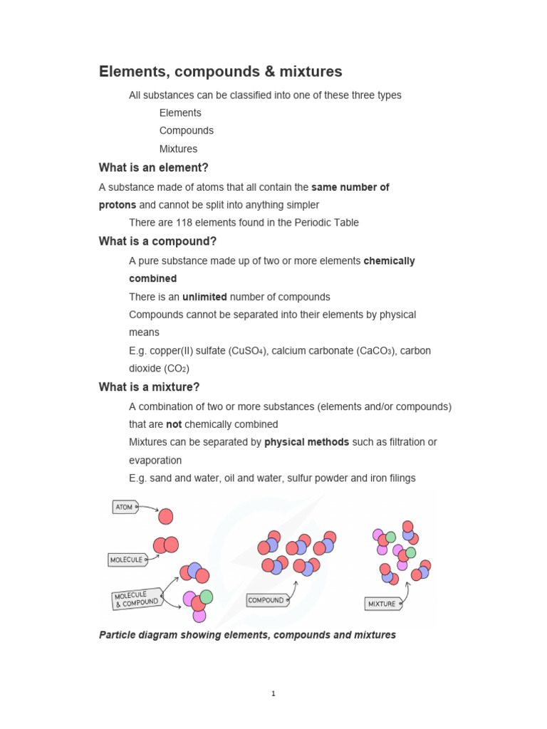 Atoms Elements and Compounds 1 | PDF | Atoms | Proton