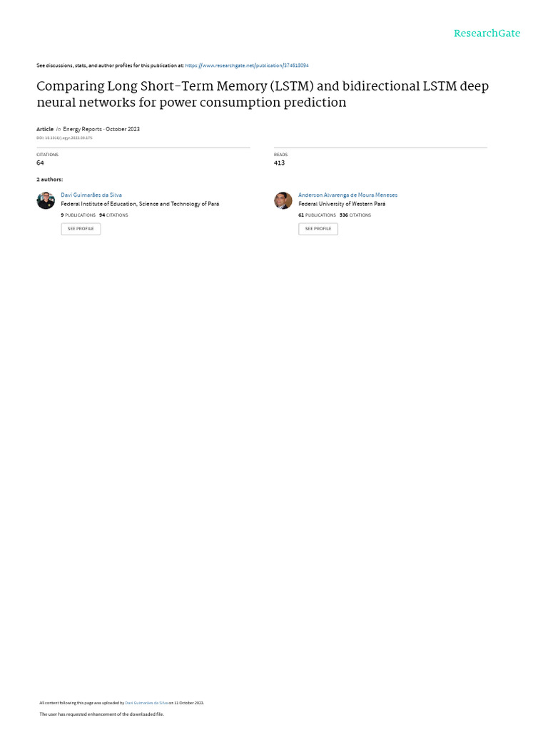 LSTM vs. Bidirectional LSTM for Power Prediction | PDF | Deep Learning ...
