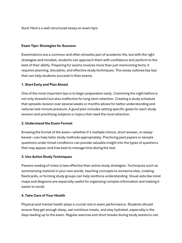 Effective Study Habits for Exam Success | PDF | Cognition | Cognitive ...