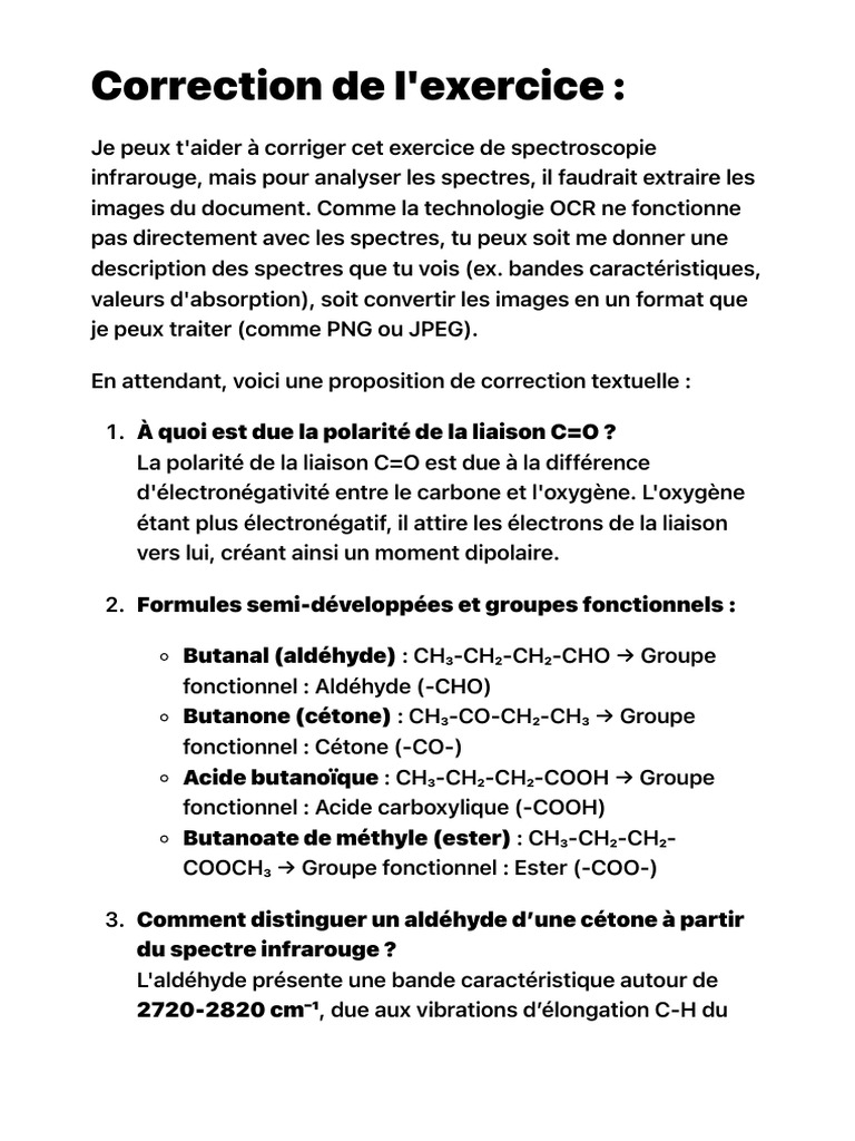 Correction de l'exercice IR cétone | PDF