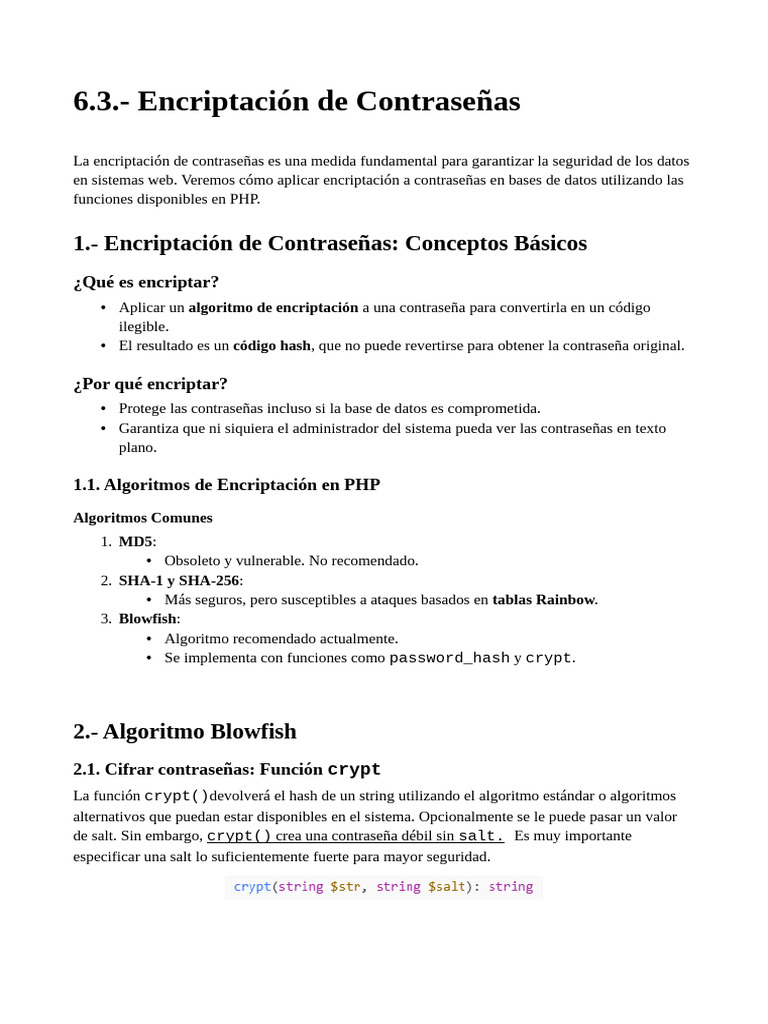 6.3. - Encriptación de Contraseñas | PDF | Contraseña | Cifrado
