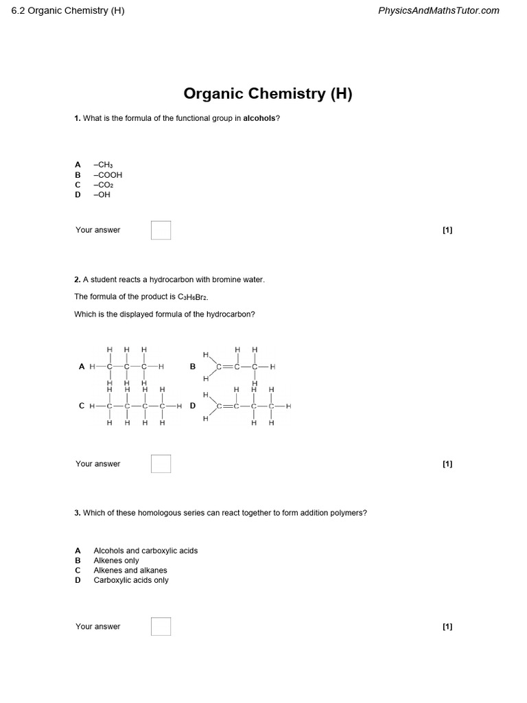 6.2 Organic Chemistry (H) QP | PDF | Polymerization | Chemistry
