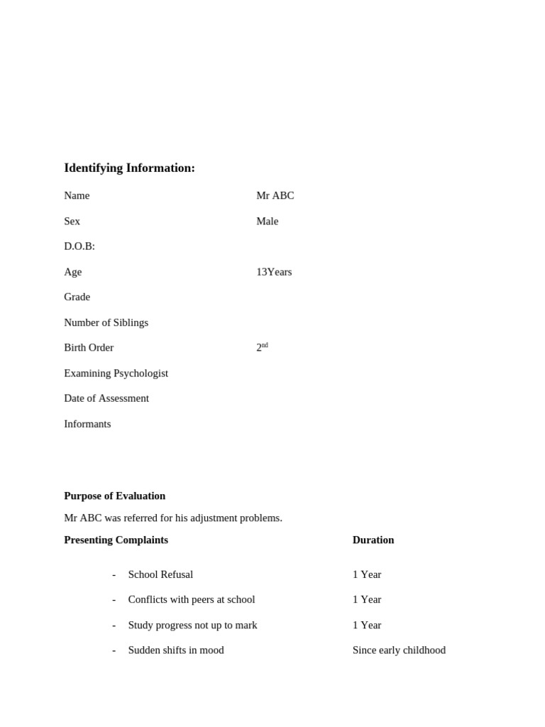 CBCL Report for Mr. ABC's Evaluation | PDF | Human Development ...