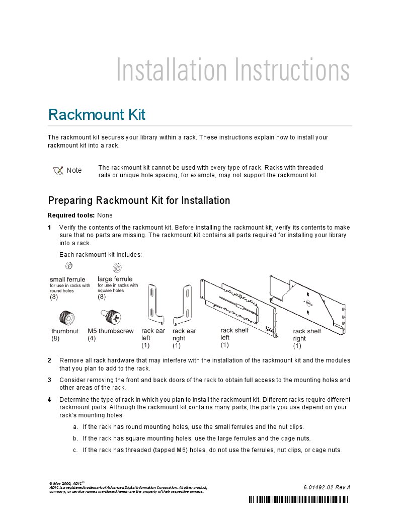 Installation Instructions: Rackmount Kit | PDF | Manufactured Goods ...