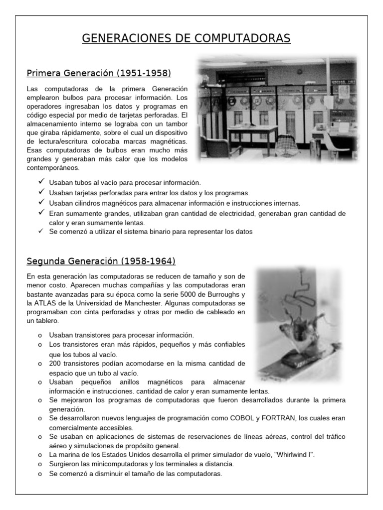 Evolución de las Generaciones de Computadoras | PDF | Circuito ...