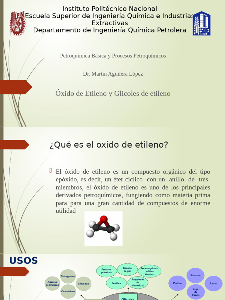 Proceso y Usos del Óxido de Etileno | PDF | Catálisis | Etileno
