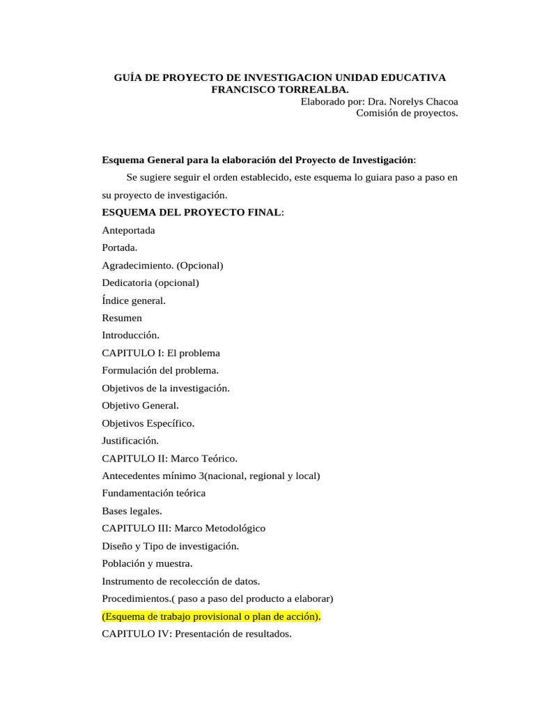 Guía para Proyecto de Investigación Escolar | PDF | Datos | Metodología ...
