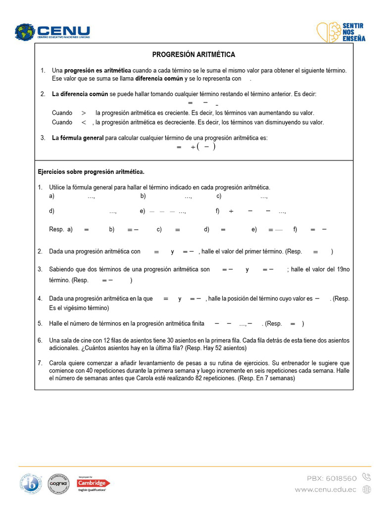 Progresión Aritmética | PDF | Matemáticas