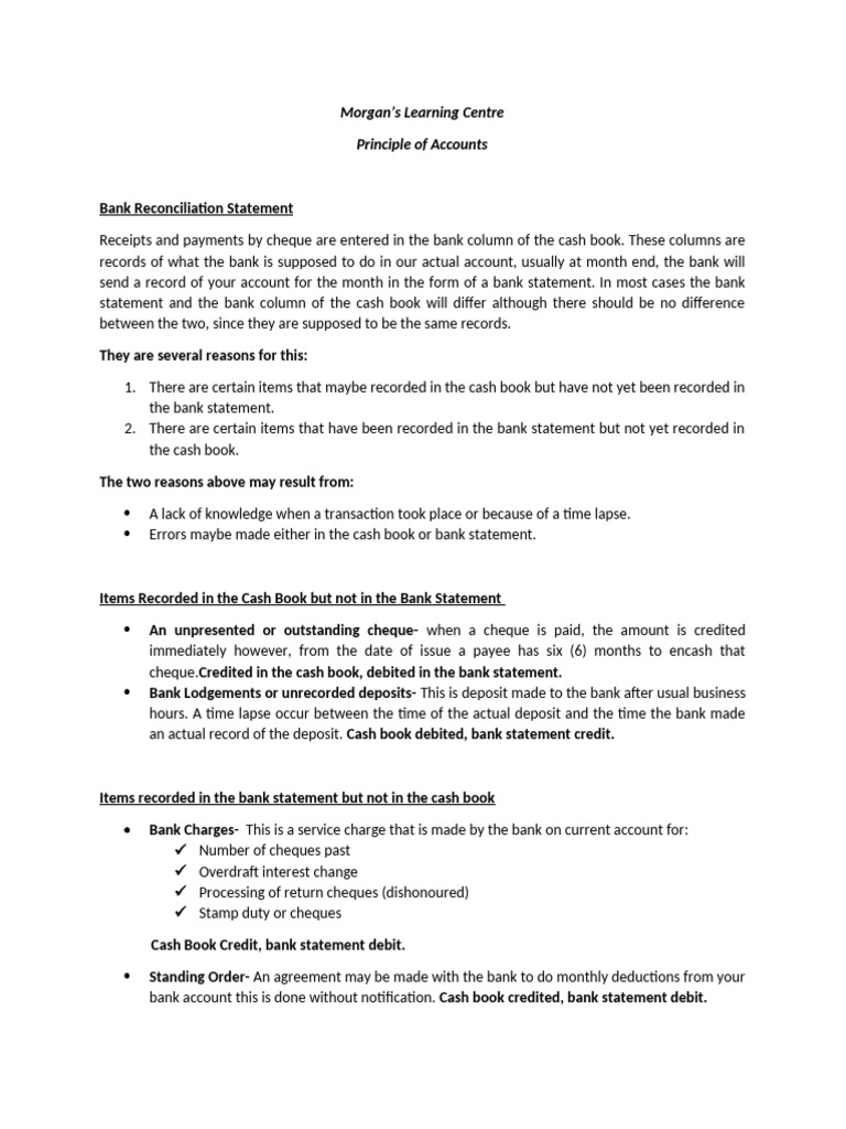 Bank Reconciliation Statement | PDF | Cheque | Banks