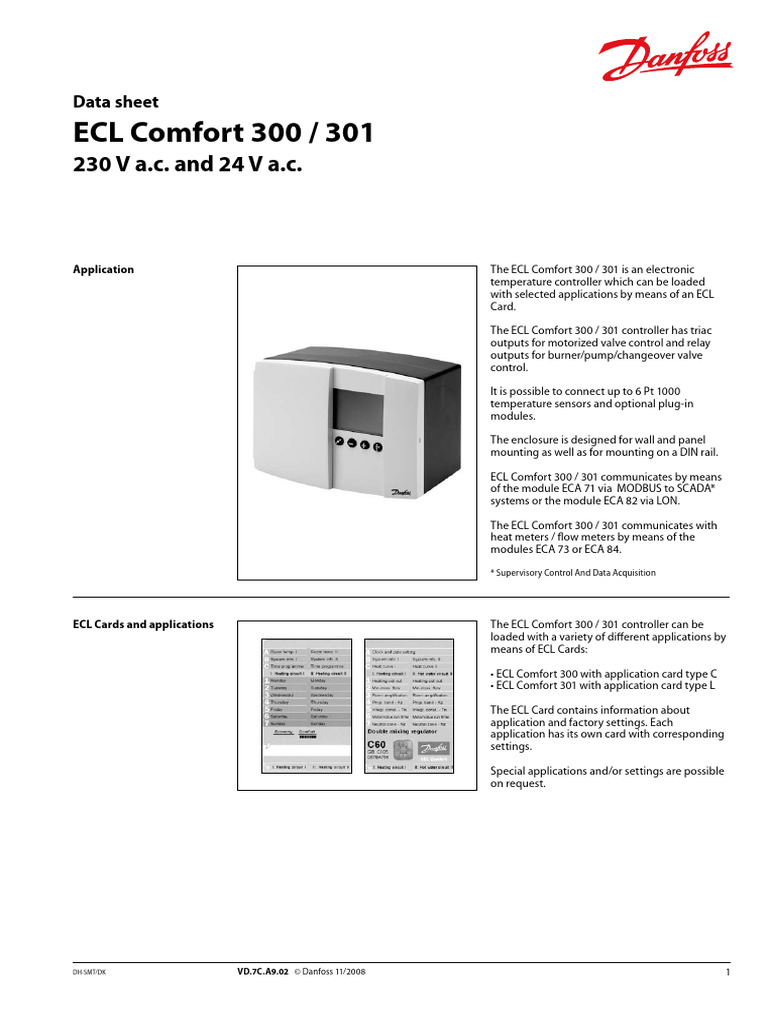 ECL Comfort 300/301 Controller Overview | PDF | Alternating Current | Relay