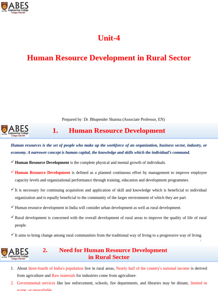 Human Resource Development in Rural India | PDF | Human Resources ...