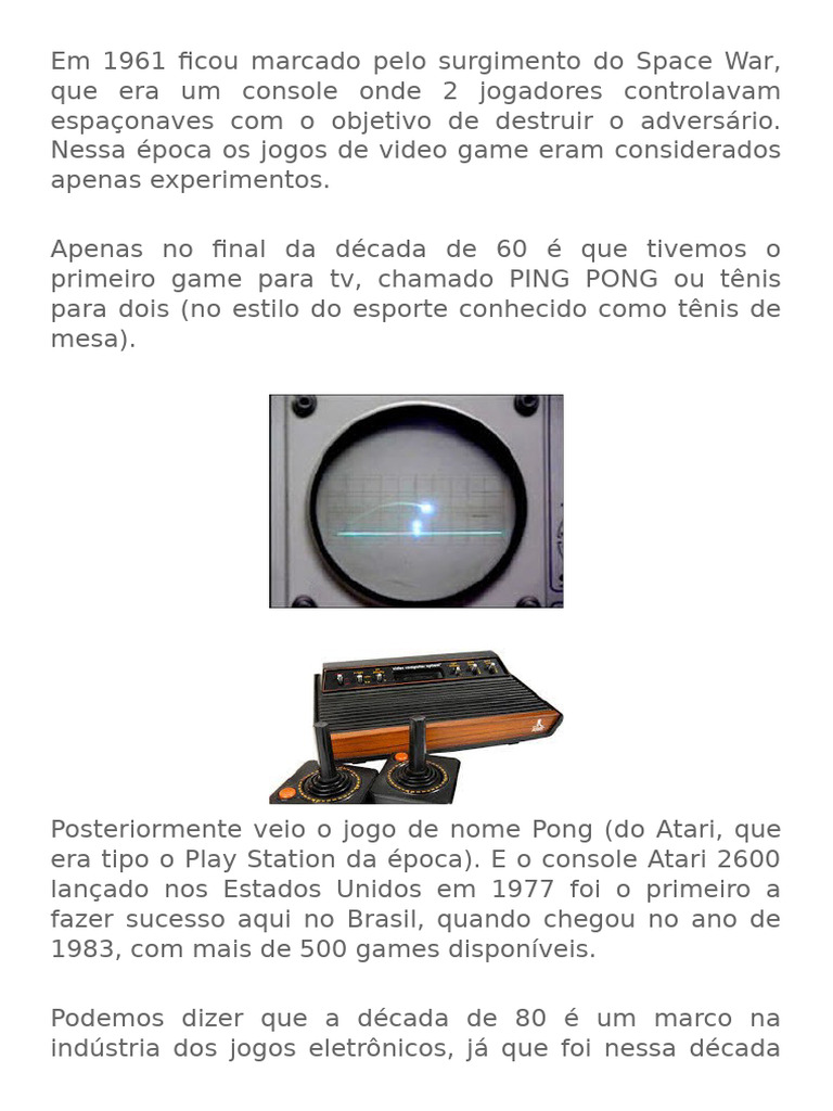 Jogos Eletrônicos EVOLUÇÃO | PDF | Videogames | Nintendo