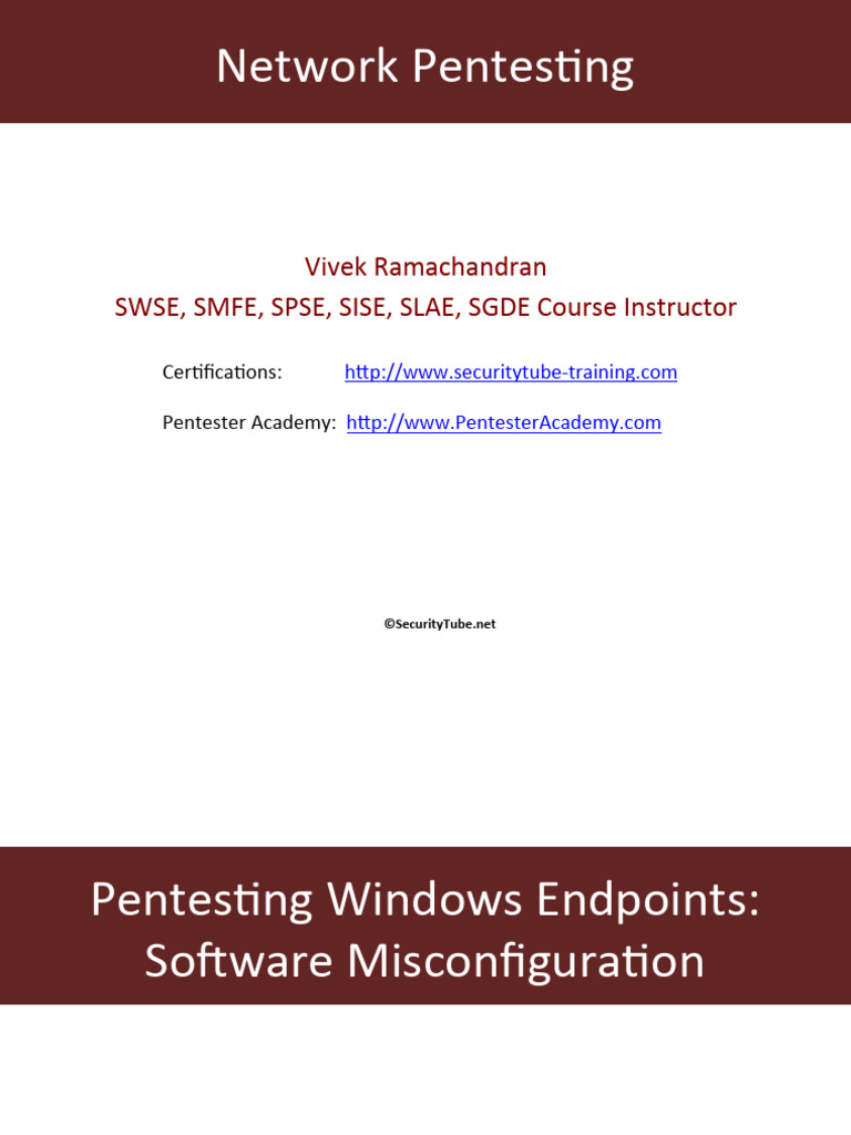 012 Pentesting Windows Endpoints Software Misconfiguration | PDF