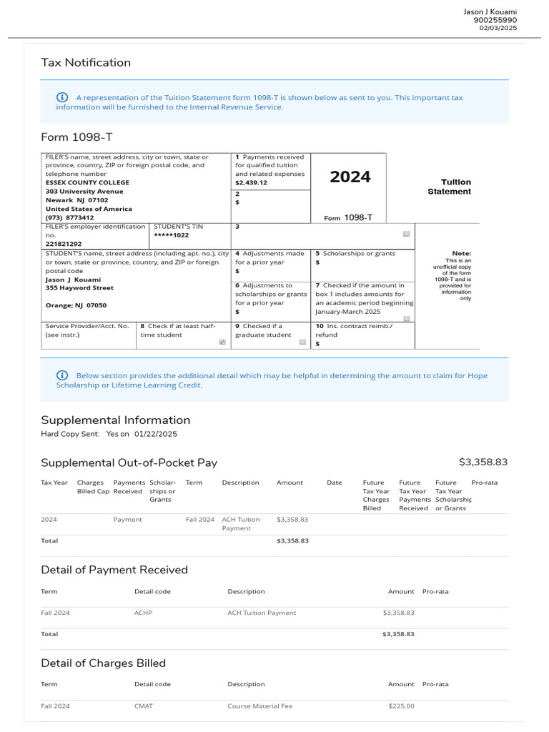 Student Account Tax Notification | PDF | Fee | Tuition Payments