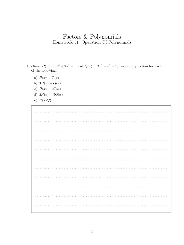 OPERATION OF POLYNOMIALS Copy | PDF | Abstract Algebra | Algebra