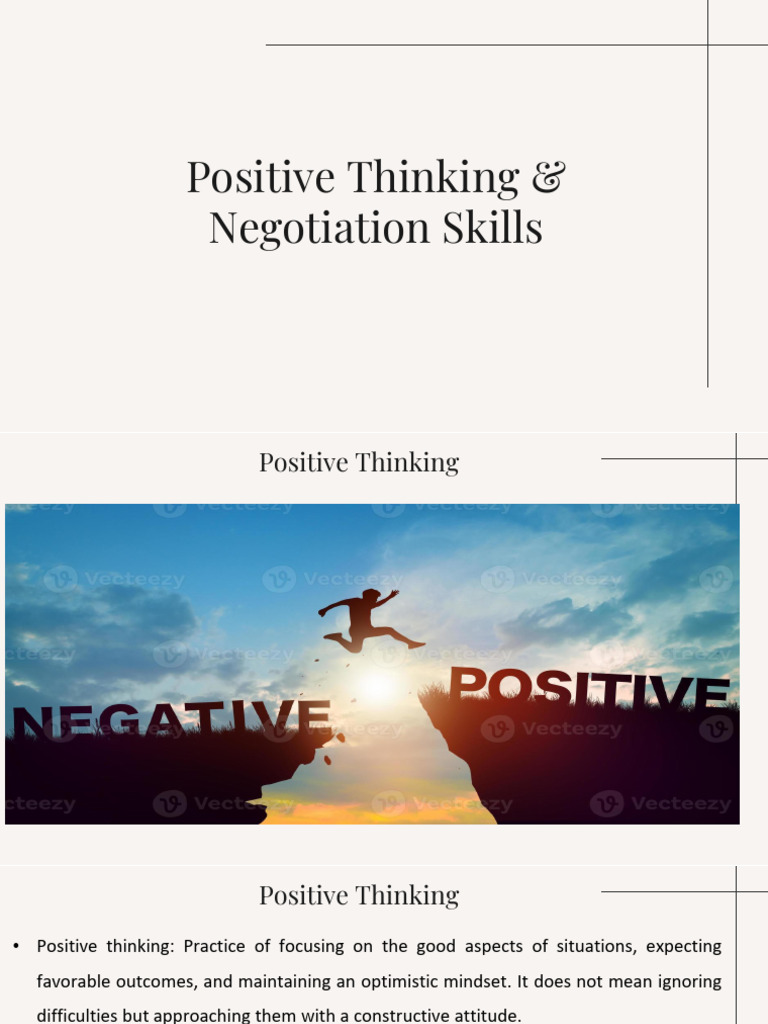 Positive Thinking and Negotiation Skills | PDF | Negotiation | Optimism