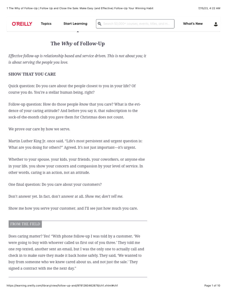 1 The Why of Follow-Up - Follow Up and Close The Sale: Make Easy (And ...
