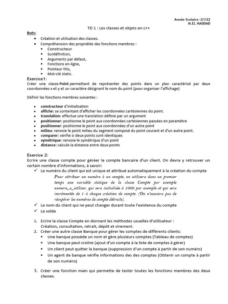 C++ : Classes et Objets en Programmation | PDF | Banques ...
