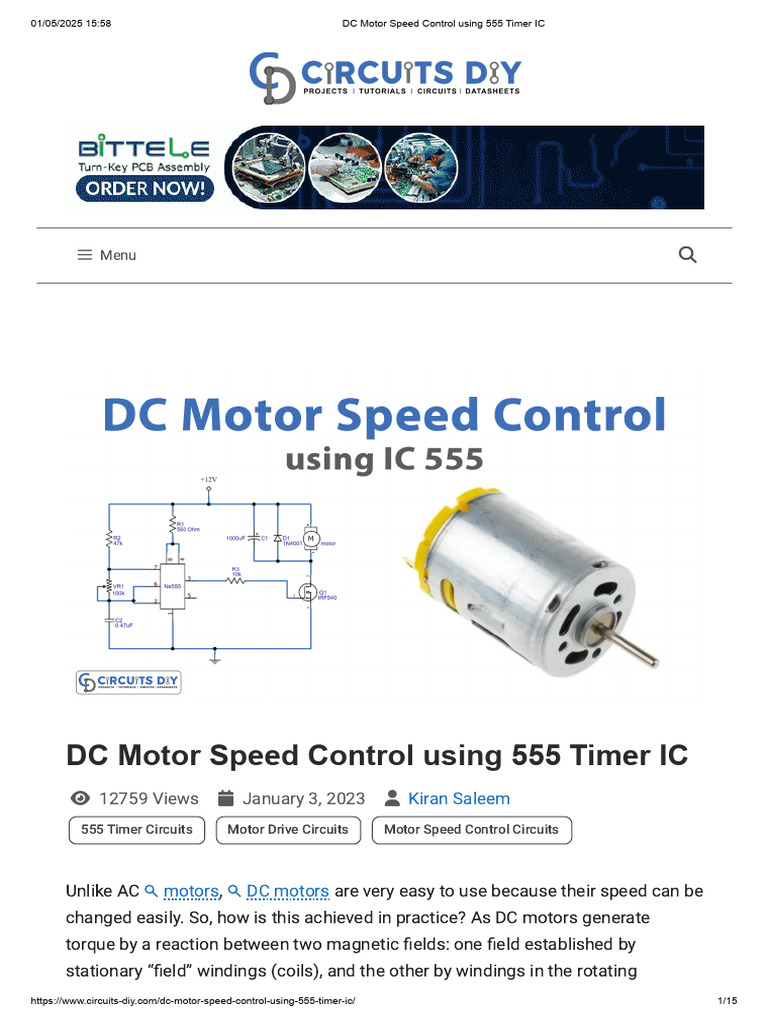 DC Motor Speed Control with 555 Timer | PDF | Electric Motor | Direct ...