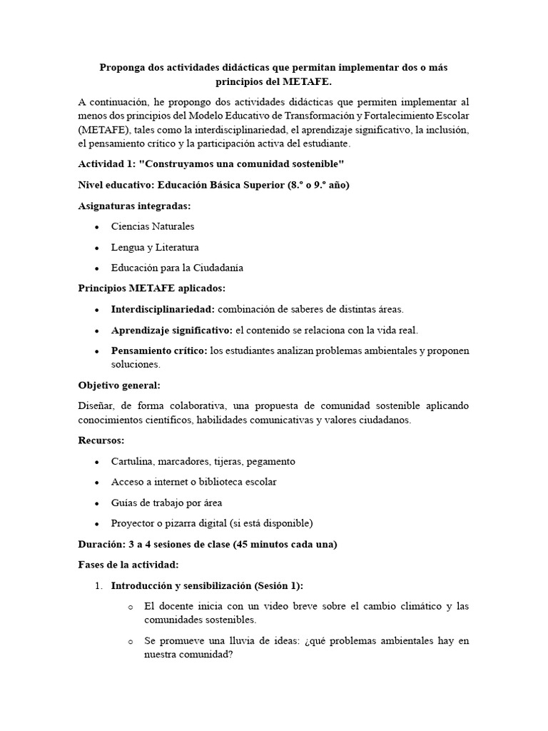 Actividades Didácticas del METAFE | PDF | Maestros | Educación primaria
