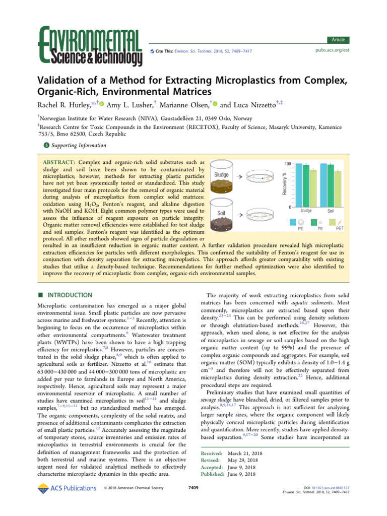 Microplastics Extraction Method Validation | PDF | Hydrogen Peroxide ...