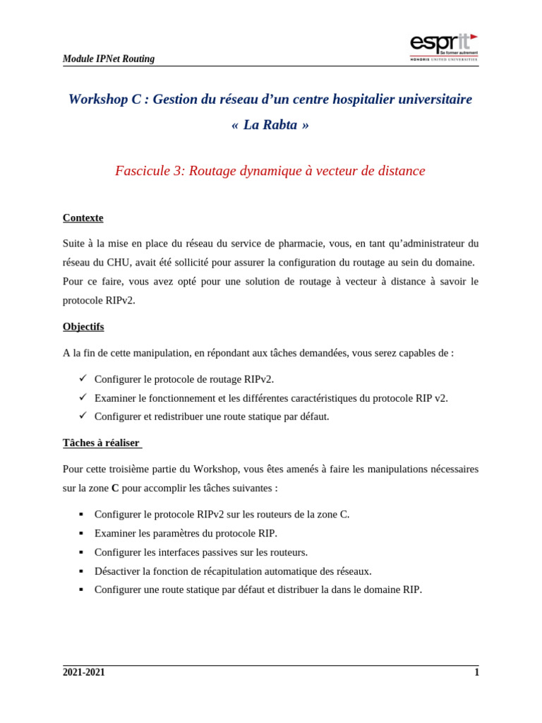 Configuration RIPv2 pour CHU La Rabta | PDF | Routage | Ingénierie ...