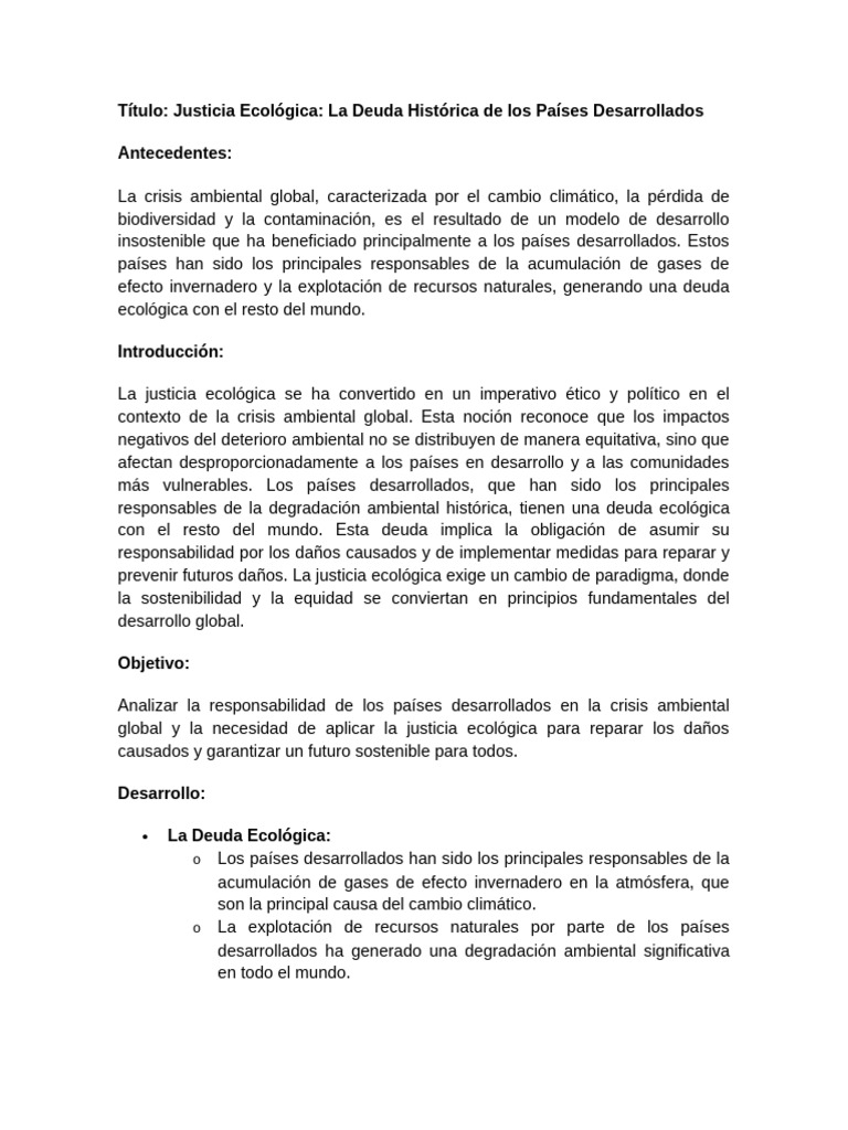 Justicia Ecológica y Deuda Histórica | PDF | Sustentabilidad | Entorno ...