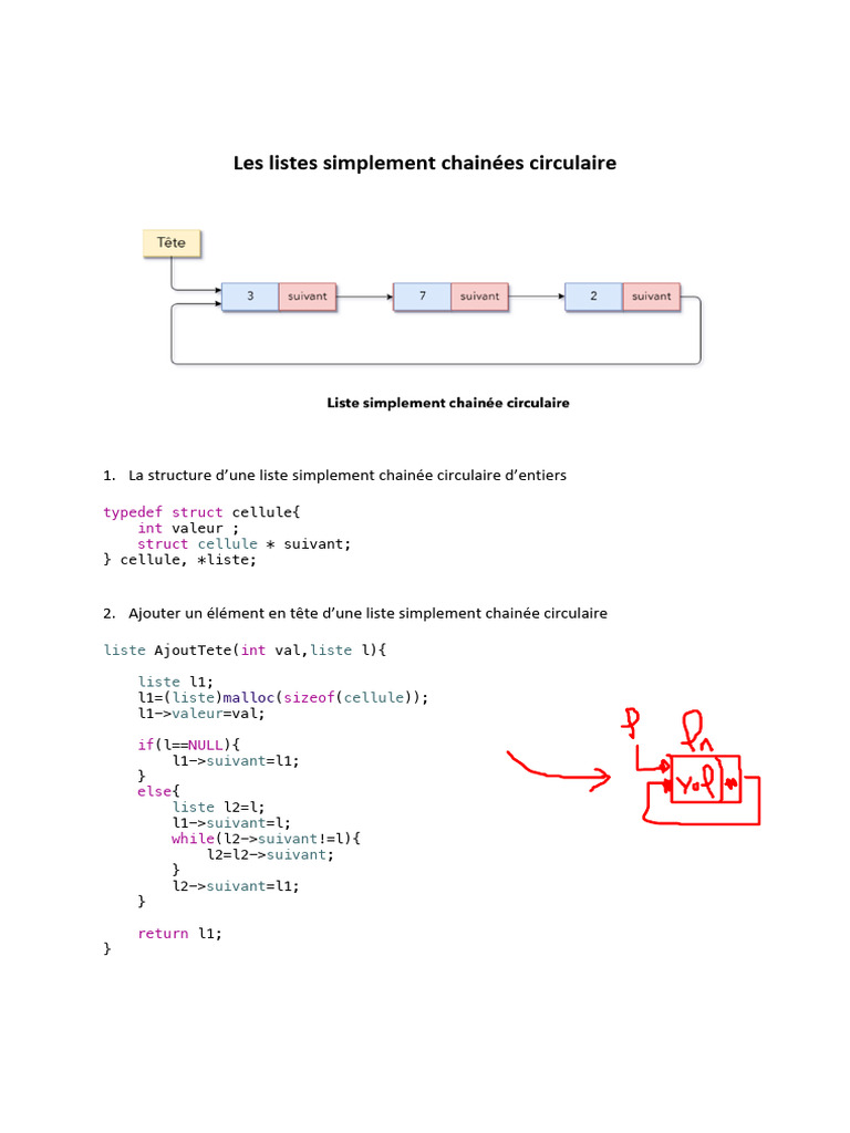 Listes simplement chainées circulaires | PDF | Programmation ...