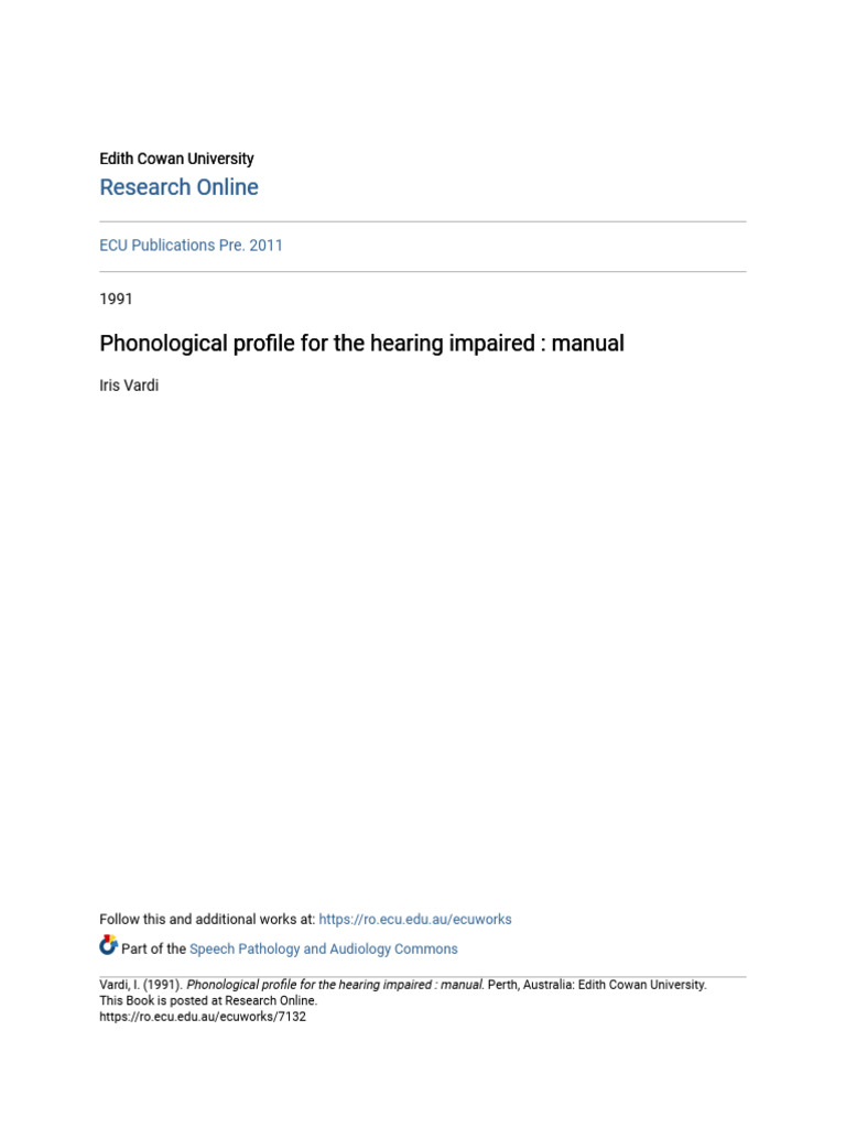 Phonological Profile Manual for Hearing Impaired | PDF | Syllable ...