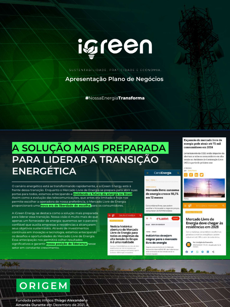 Apresentação do Plano iGreen Energy | PDF | Sustentabilidade | Mercado ...