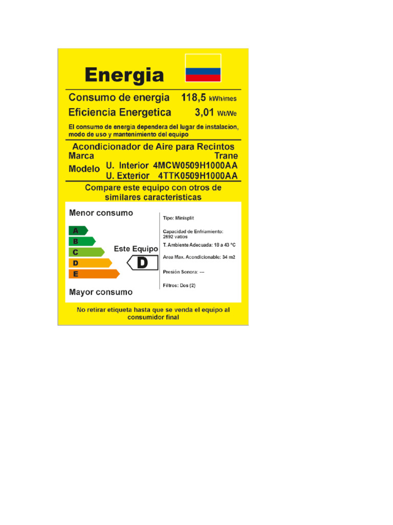 Etiquetas Minisplit GOOD | PDF