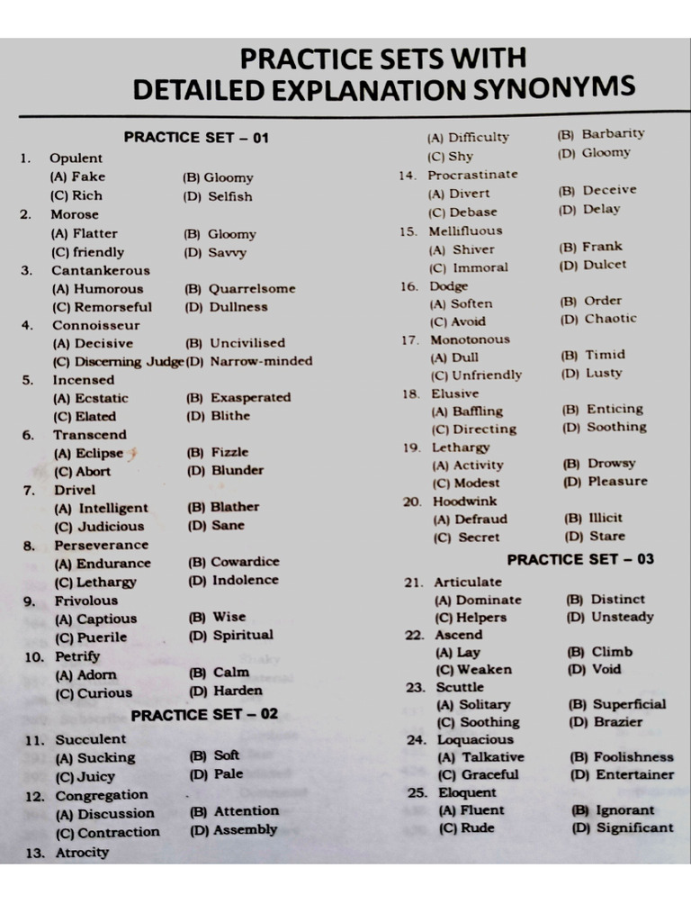 Synonyms Practice Set by Kazim Aqeel. | PDF