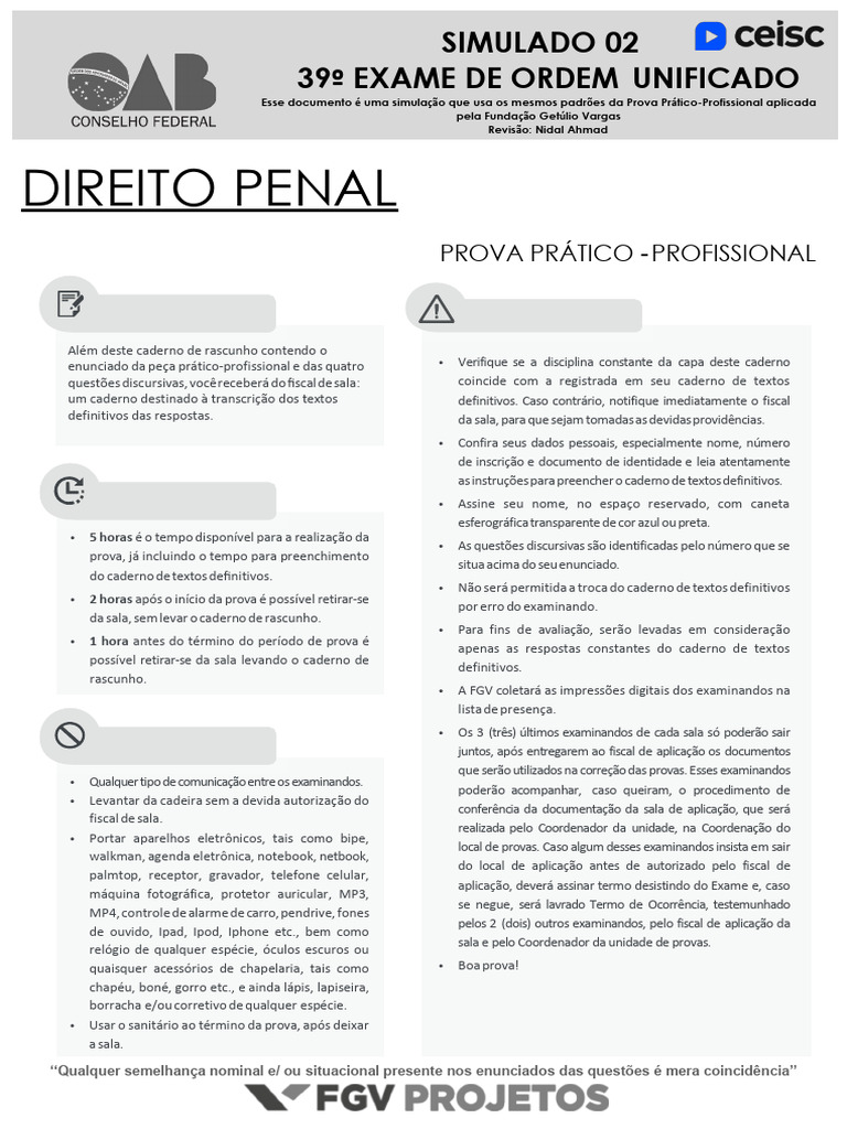 Simulado 2 l 07_11_2023 | PDF | Advogado | Homicídio