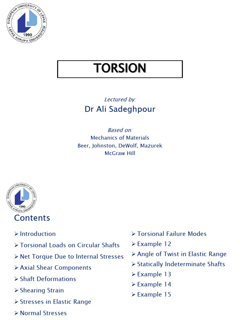 Torsion Mechanics of Circular Shafts | PDF | Stress (Mechanics ...
