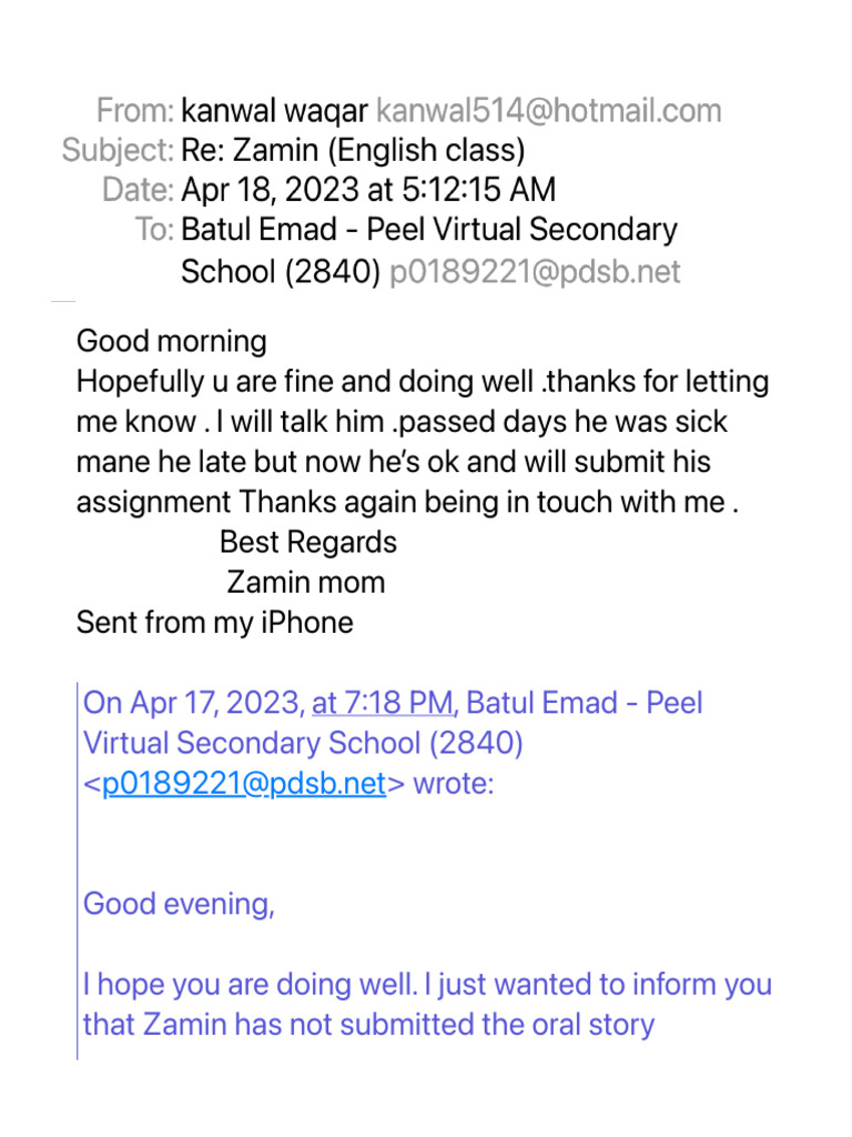 Zamin's Oral Story Assignment Update | PDF